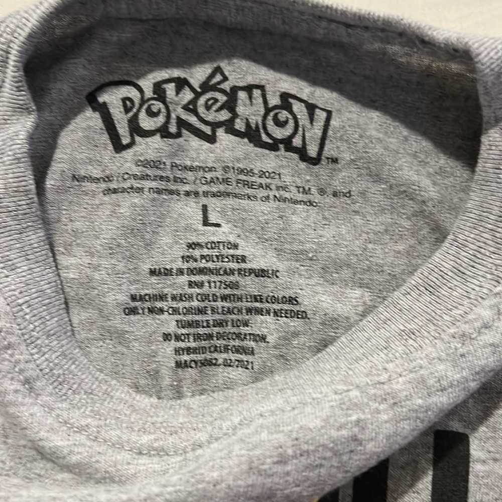 Pokemon Kids Pikachu Cotton Blend Grey Character T-shirt Size L - Picture 4 of 5